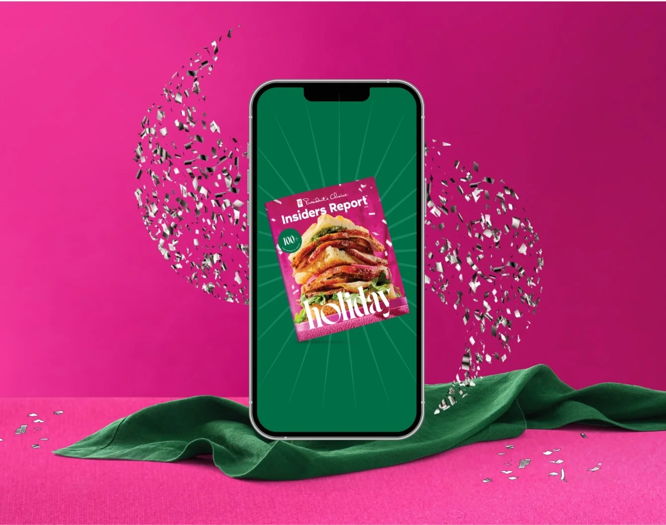 Spakrles swirl around a smartphone screen which displays PC Insiders report magazine and  red PC Optimum points float around the device. 